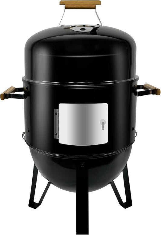 17 Inch Full enameled Multi -purpose Smoke BBQ Table-top barbecue grill Adjustable Temperature Vertical Heavy Duty Firepit and Pizza oven in yard double cooking area