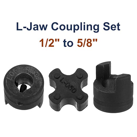 uxcell 1/2" to 5/8" L050 Flexible 3-Piece L-Jaw Coupling Coupler Set & Buna-N NBR Rubber Spider for Log Splitter Hybrid Equipment