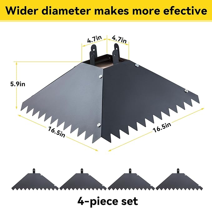 Metal Squirrel Baffle for 4x4Post, 17 Inch Squirrel Guard Stopper for Outdoor Bird Feeder Poles, Sciuridae Proof Baffles Keep Squirrels and Raccoons Out of Bird Houses (1 Pcs)