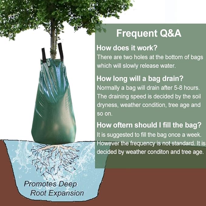 REMIAWY Tree Watering Bag 20 Gallon With Heavy Duty Zipper - Premium PVC Slow Release Drippers for Trees (5 Pack, 5-8 Hours Releasing Time)