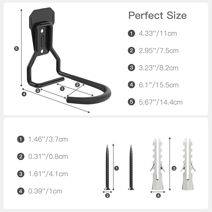 Housolution Bike Wall Mount with Fixed Hook, [6 Pack] Heavy Duty Bike Storage Rack, Bike Rack Vertical Stand for Garage - Easily Hang/Detach - with Screws Iron Bike Hanger Brackets