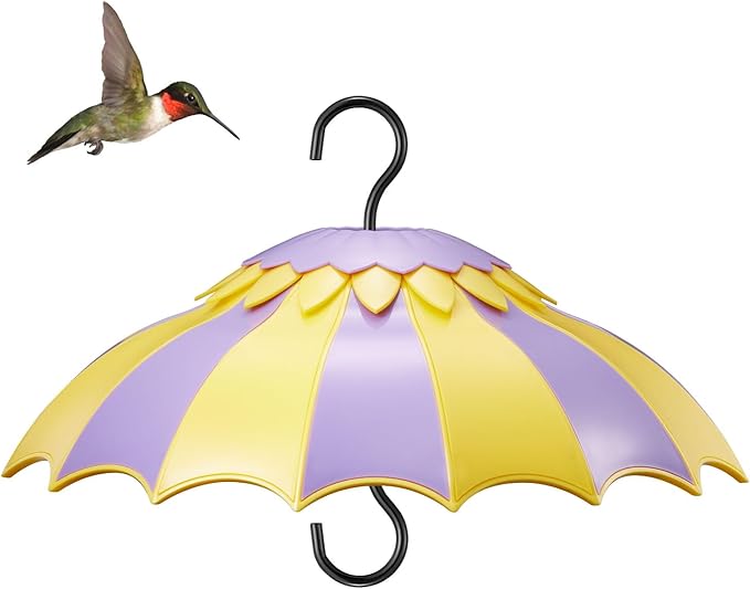 14" Baffle for Bird Feeder with Ant Moat, Bird Feeder Cover with Ant Guard & 3 Hooks for Hummingbird Feeder and Wild Bird Feeder, Bright Colors Attract Birds (14 inches, Green Yellow)