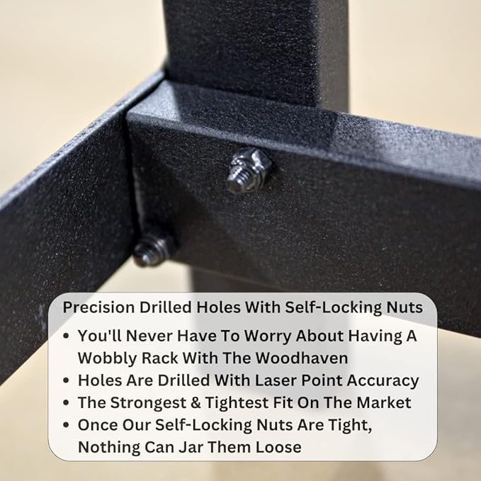 Woodhaven Black 4 Foot - Heavy Duty Made In USA - Indoor Outdoor - 1/4 Cord Firewood Storage Log Rack With Seasoning Cover Combo Set - Metal Log Storage - 48” x 48”