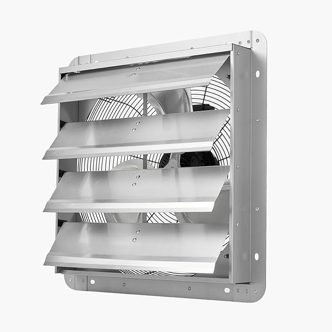 VEVOR 18 inch Shutter Exhaust Fan, Wall Mounted Attic Vent Fan with 2200 CFM Airflow, AC Motor, Heavy-duty Steel Construction, Low Noise for Shed, Garage, Greenhouse Ventilation Cooling, Silver