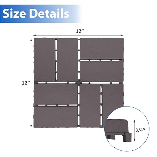 27 PCS 12x12 Inch Interlocking Deck Tiles - Waterproof All-Weather Outdoor Patio Flooring for Pool, Balcony, Backyard, Porch & Garden, Coffee