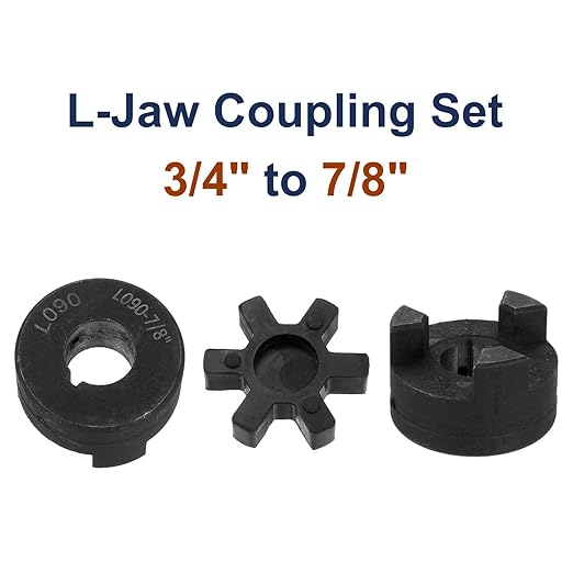 uxcell 3/4" to 7/8" L090 Flexible 3-Piece L-Jaw Coupling Coupler Set & Buna-N NBR Rubber Spider for Log Splitter Hybrid Equipment