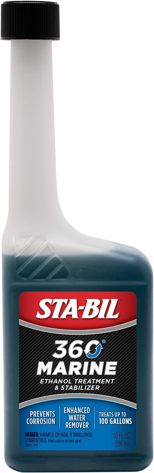 STA-BIL 360 Marine Ethanol Treatment and Fuel Stabilizer - Prevents Corrosion - Helps Clean Fuel System For Improved In-Season Performance - Treats Up To 100 Gallons, 10 fl. oz. (22241)