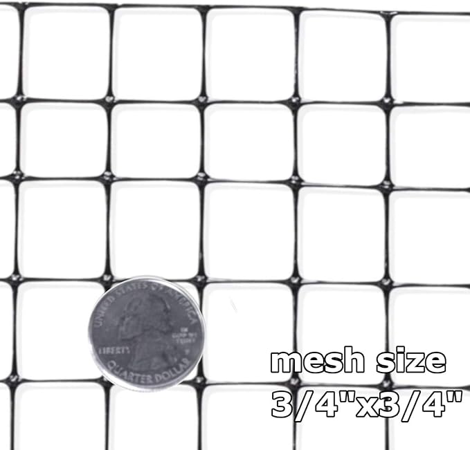 OldMacDonald Deer and Animal Fence Barrier Netting (55gr/sq m.) 7.5' x 100' (2.3m x 30m) (mesh 19x19mm) - Folded for Shipping