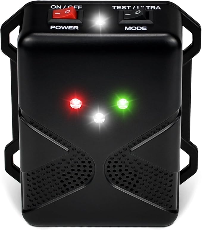 Ultrasonic Rodent Repellent for Car Engine – Battery Powered Under Hood Mouse Repeller with Flashing Strobe Light, Keeps Rats and Mice Away from Vehicle, Automobile, Truck, Garage, Attic, Barn, Shed