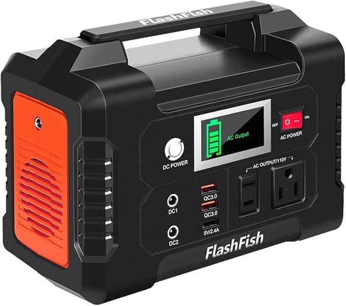 Flashfish 200W Portable Power Station 151Wh, 400W Peak Solar Generator with 110V AcOutlet, 2 DC & 3 USB Ports, Backup Battery for CPAp Camping, Home, Outdoor EmergencyPower supply