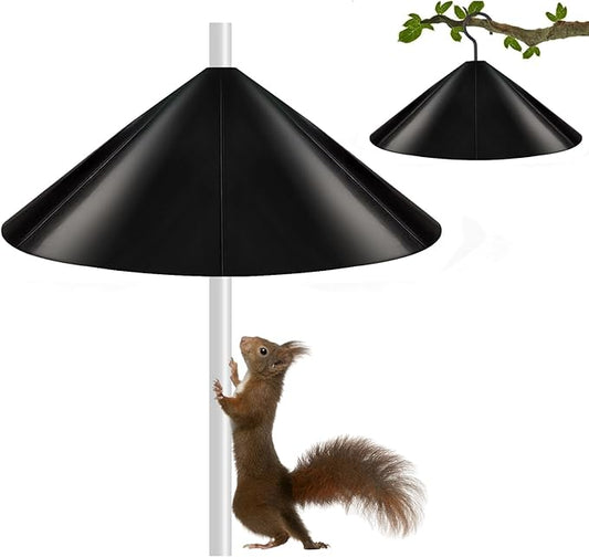 19 Inch New Squirrel Baffle for Bird Feeder Pole and Hanging Birdhouse, Suitable for Outdoor Pole Mount Bird House for Shepherd’s Hook,Guarding Hummingbirds and Other Birds Food,Black,1 Pack