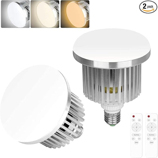 EMART 2 Pack 85W E27 LED Light Bulb for Umbrella/Softbox Lighting Kit, Dimmable Color Temperature 3000K-5500K Remote Control Lamps for Photography Photo Video Studio, Portrait Shooting