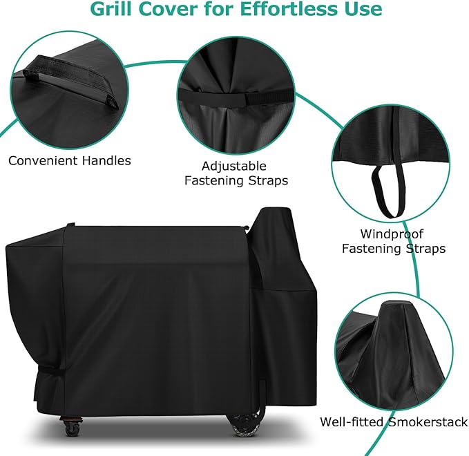SunPatio Grill Cover Compatible with Pit Boss Austin XL/Rancher XL Wood Pellet Grill, All Weather Protection BBQ Cover, Black