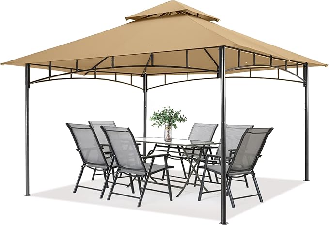 MASTERCANOPY Outdoor Garden Gazebo for Patios with Stable Steel Farme (10x12,Beige)