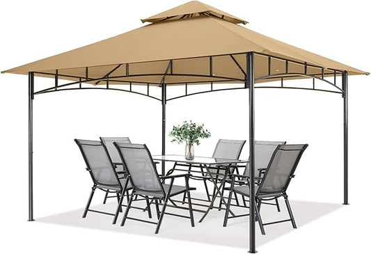 MASTERCANOPY Outdoor Garden Gazebo for Patios with Stable Steel Farme (10x12,Beige)