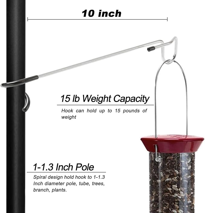 2 PCS Bird Feeder Hanger Hooks, Camping Lantern Hooks, Yard Plant Hangers, Windproof Tree Branch Hook for Wild Bird House Feeder Holder Camping Tent Pole Lamp