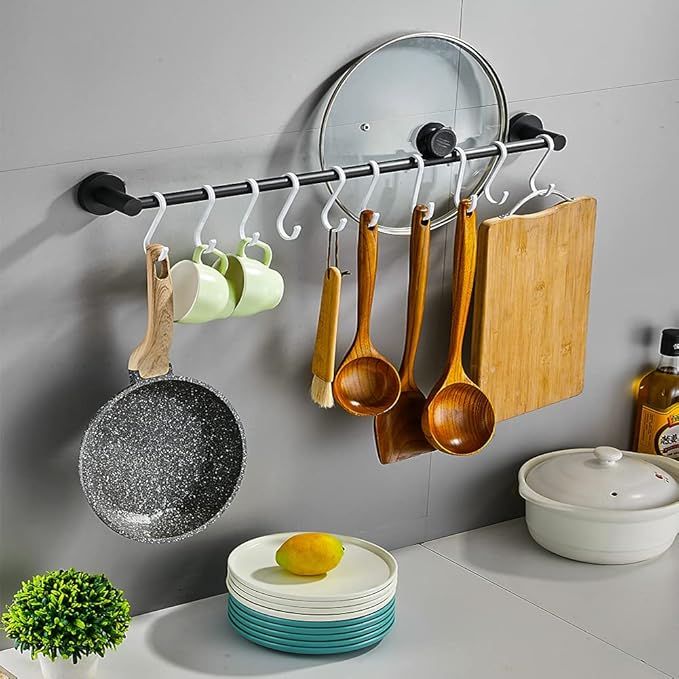 20 Pack S Hooks - White Heavy Duty S Shaped Hangers - Pan Pot Holder Rack for Hanging Pans Pots Cups Clothes Bags Towels Plants - Kitchen Bathroom Garden Office