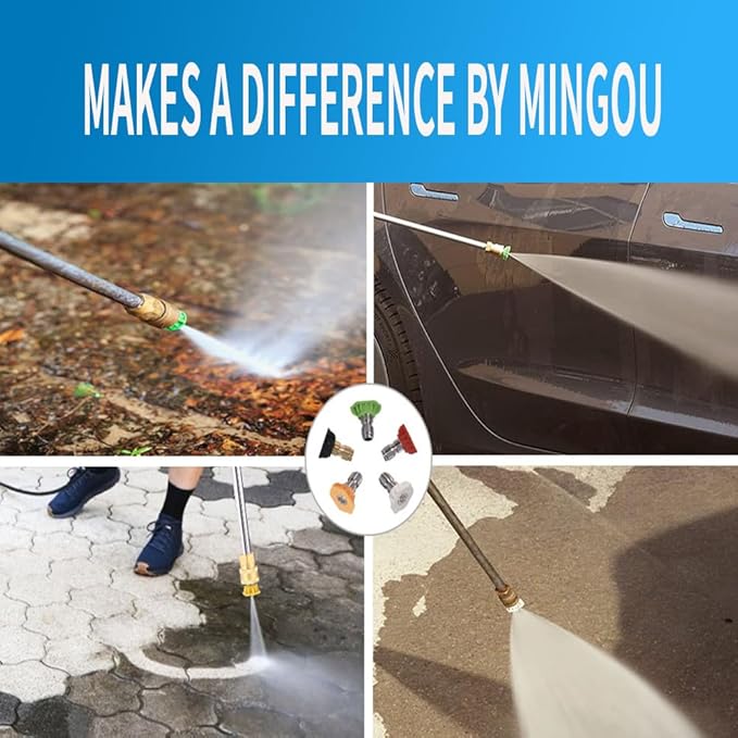 MINGOU Pressure Washer Tips Set Multiple Degrees, 6.5 GPM Power Washer Nozzle Tips 5 Pack, 1/4 Quick Connect (6.5GPM)