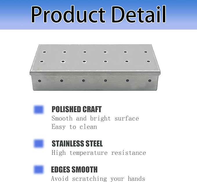Realcook Wood Chips Smoker Box: Stainless Steel BBQ Smoking Box | Grilling Basket Smoker Firebox Accessories for Indoor & Outdoor Charcoal Gas Grill