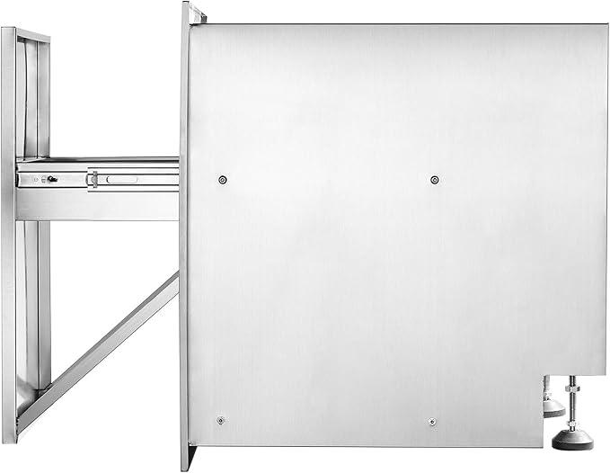 VEVOR Pull Out Trash Drawer 17.7x22.8 Inch Raised Style Trash Bin with Pull-Out Tray Stainless Steel Trash Drawer with Handle for Outdoor Kitchen BBQ Island, Trash Can NOT Included