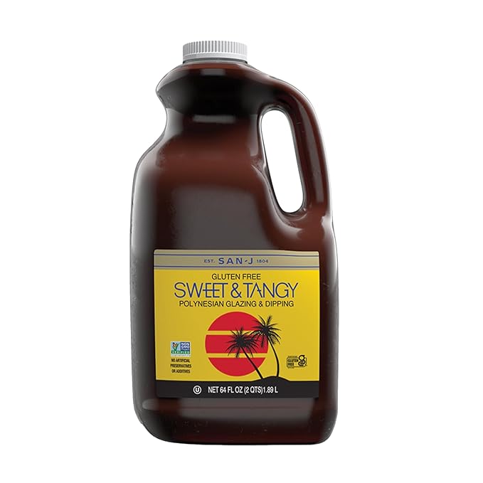 San-J - Gluten Free Sweet & Tangy Sauce - Well-balanced Sauce for Cooking - Non-GMO - 64 oz. Container