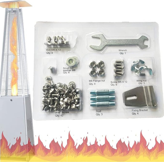 Outdoor Pyramid Propane Patio Heater Master Bolt Set - Heater Replacement Hardware Set for Square Glass Tube Patio Heater,polt & Nut & Stud & Wing Nut&fixing Bracket