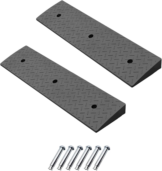 2 Pack 3.1'' Rise Rubber Curb Ramp Heavy Duty Loading Rubber Curb Ramps 3 Tons Driveway Ramp Car Slope Ramp for Loading Dock Bike Vehicle Warehouse Sidewalk Wheelchair (3.1" H)