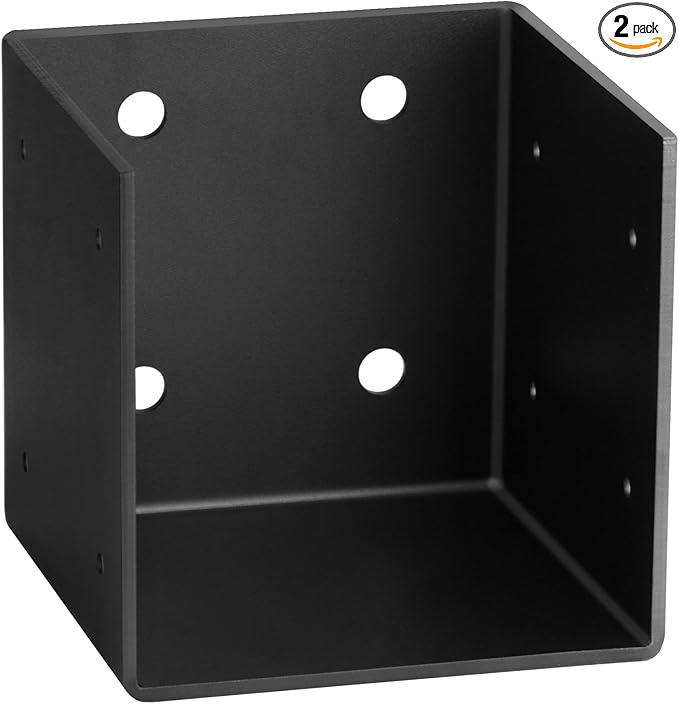 2 Pack 11 Gauge(3 mm Thick) Pergola Wall Mount Bracket for 6x6 Post,Inner Width:5-1/2" Joist Hanger,Black