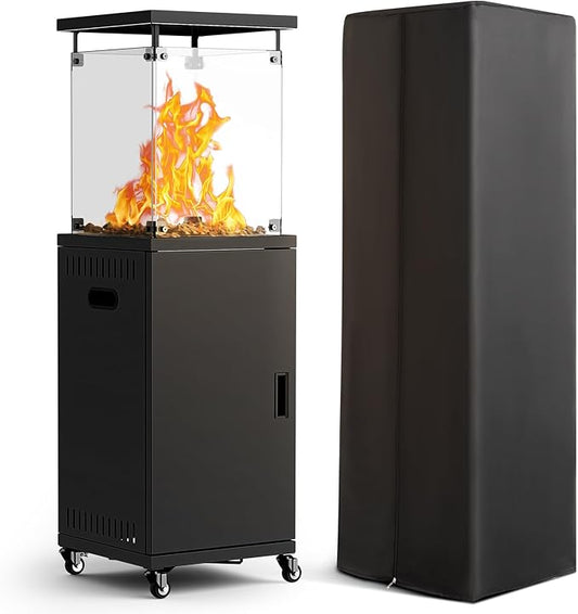 Pamapic 41,000 BTU Propane Patio Heater with Wheels & Cover,CSA Certified Outdoor Heater with Lockable Wheels for Backyard, Balcony,Garden,Weather Resistant(Ink)
