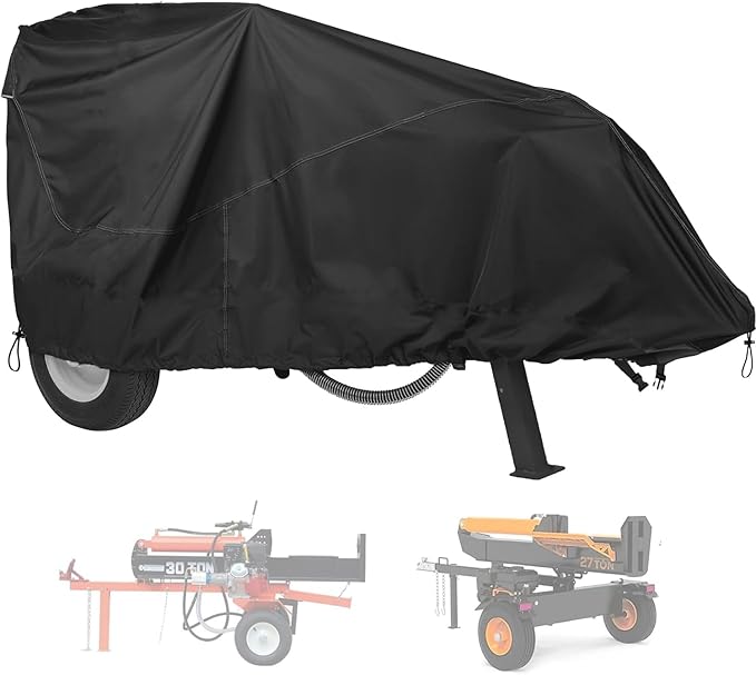 Log Splitter Cover Waterproof 420D Oxford Cloth 83" x 45" x 39" Suitable for 15-45 ton Gas or Electric Log splitters Weather-Resistant Wood Splitter Cover (15-45 Ton - PU)