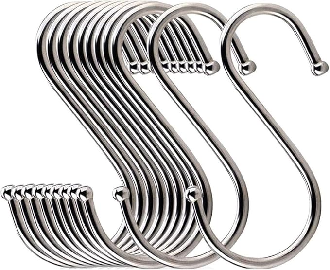 14 Pcs Heavy Duty 4.7 Inches Extra Large S Shape Hooks Heavy-Duty Metal Hanging Hooks Apply Kitchenware Bathroom Utensils Plants Towels Gardening Multiple uses Tools (Silver)