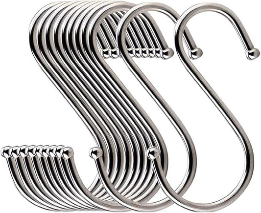 14 Pcs Heavy Duty 4.7 Inches Extra Large S Shape Hooks Heavy-Duty Metal Hanging Hooks Apply Kitchenware Bathroom Utensils Plants Towels Gardening Multiple uses Tools (Silver)