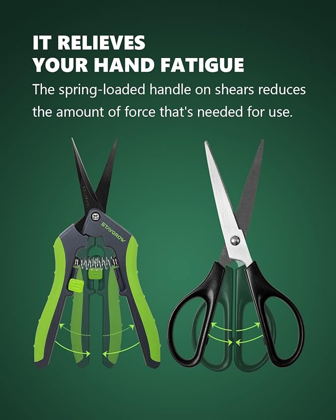 2pcs 6.5" Pruning Shears for Gardening, Ultra Sharp Garden Scissors for Precise Cuts, Stainless Steel Bonsai Clippers with Spring Loaded, 6.5 Inch Garden Shears (1pc Straight & 1pc Curved)