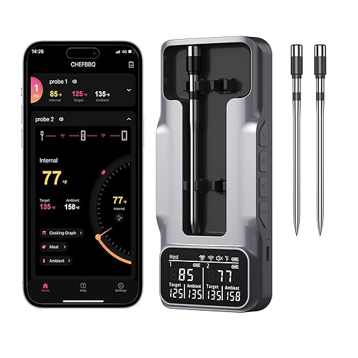800FT Smart Wireless Meat Thermometer with Digital Meat Probe, Bluetooth Meat Thermometer with App Host Control for Barbecue, Outdoor Grilling, Oven & Smoker (Two*Probe-01)