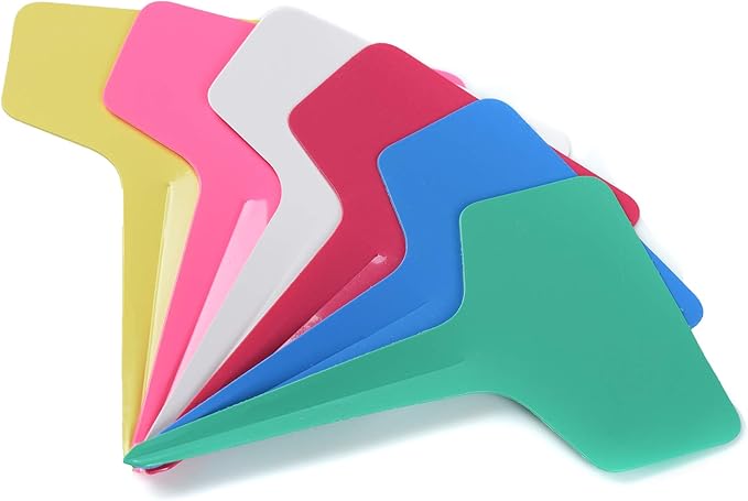 150 Pcs T-Type Plant Labels with a Pen, Waterproof Plastic Plant Tags Nursery Garden Markers, 6 x 10cm, 6 Colors