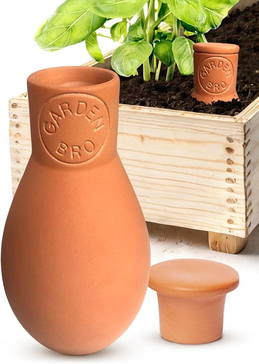 Ollas Terracotta Watering Pots Large - 14 Oz Terracotta Self Watering Globes For 1-week Easy To Refill - Clay Garden Olla Pots Plant Waterers While On Vacation Outdoor & Indoor [1pc Large 14oz]