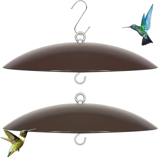 13" Bird Feeder Dome, Hummingbird Feeder Rain Guard, Bird Feeder Cover,Squirrel Baffle for Bird Feeder Pole, (Brown),2 Pack