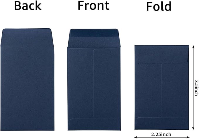 100 Pack Small Coin Envelopes Self-Adhesive Kraft Paper Seed Envelopes Mini Parts Small Items Stamps Storage Packets Envelopes for Garden, Office or Wedding Gift (Navy Blue, 2.25×3.5 inch)
