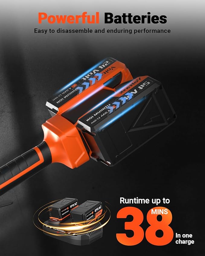 VOLTASK Cordless Snow Shovel, 48V | 13.5-Inch Cordless Snow Blower, Battery Snow Blower with Directional Plate (2 * 24V Battery & Dual Quick Charger Included)