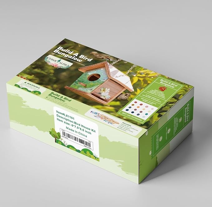 2025 New 2pc DIY Birdhouse Kit for Kids, Cedar Wood Bird House Kits Bulk for Kids and Adults, Art Craft Outdoor Birdhouse, Solid Wood Weather Proof Material Painting Kit