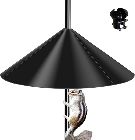 19 Inch Wide Black Squirrel Baffle - Ideal for Bird Feeder Poles, Outdoor Pole Mount Stoppers, and Shepherd’s Hooks Black