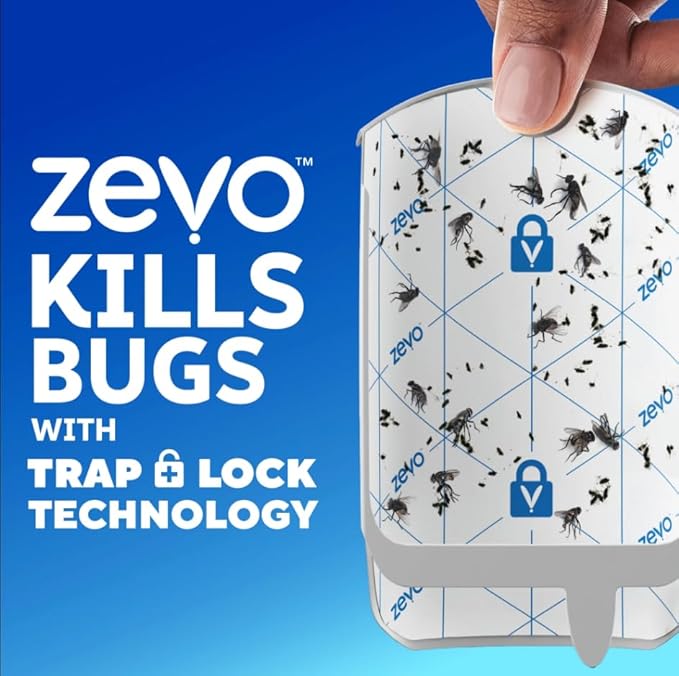 Zevo Indoor Bug Catcher Kit – 2 Plug-in Devices & 6 Refill Cartridges | Odorless Fly Trap for Gnats, Fruit Flies & Mosquitoes | Mess-Free & Safe for Indoor Use