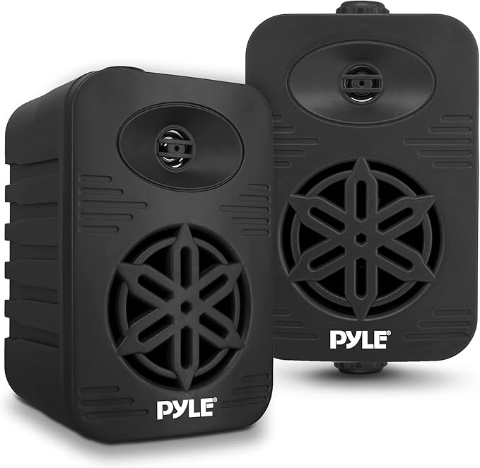 Pyle Indoor Outdoor Speakers Pair - 300 Watt Dual Waterproof 4” 2-Way Full Range Speaker System w/ 1/2” High Compliance Polymer Tweeter - in-Home, Boat, Marine, Deck, Patio, Poolside - PDWR45BK