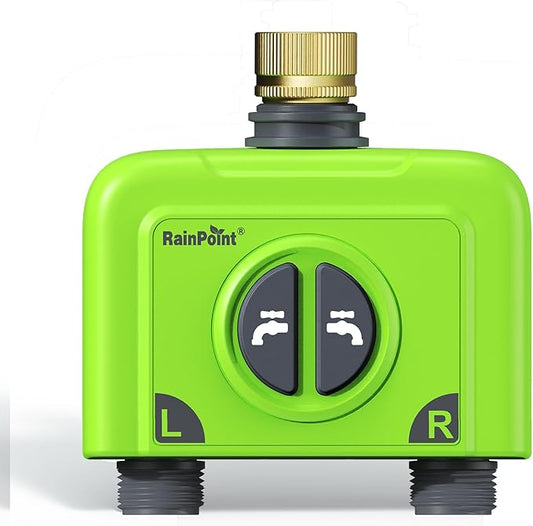 RAINPOINT WiFi Water Timer for Garden Hose, Brass Inlet 2 Zone WiFi Sprinkler Controller, Smart Hose Timer Valve, Automatic Drip Irrigation System/Rain Delay for Garden/Lawn/Yard (No Gateway)