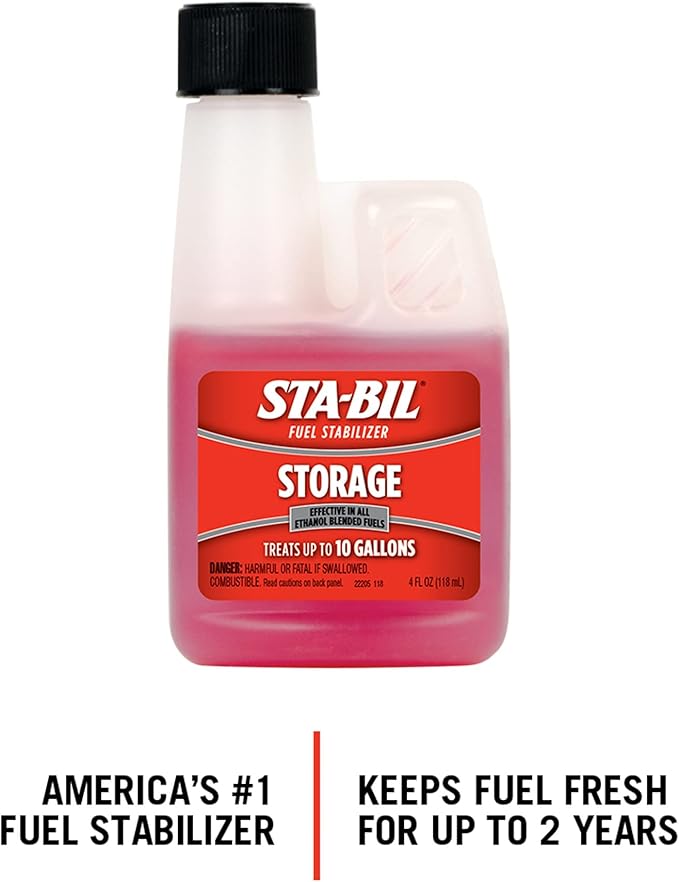 STA-BIL Storage Fuel Stabilizer - Keeps Fuel Fresh for 24 Months - Prevents Corrosion - Gasoline Treatment That Protects Fuel System - Fuel Saver - Treats 10 Gallons - 4 Fl. Oz. (22204) (Pack of 2)