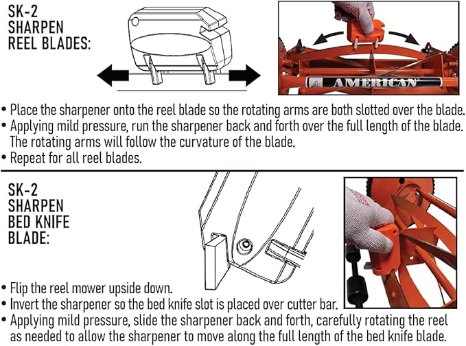 American Lawn Mower Co. SK-2 Reel Lawn Mower Hand Sharpener for Great States, American Lawn Mower, Scotts, and Earthwise Reels