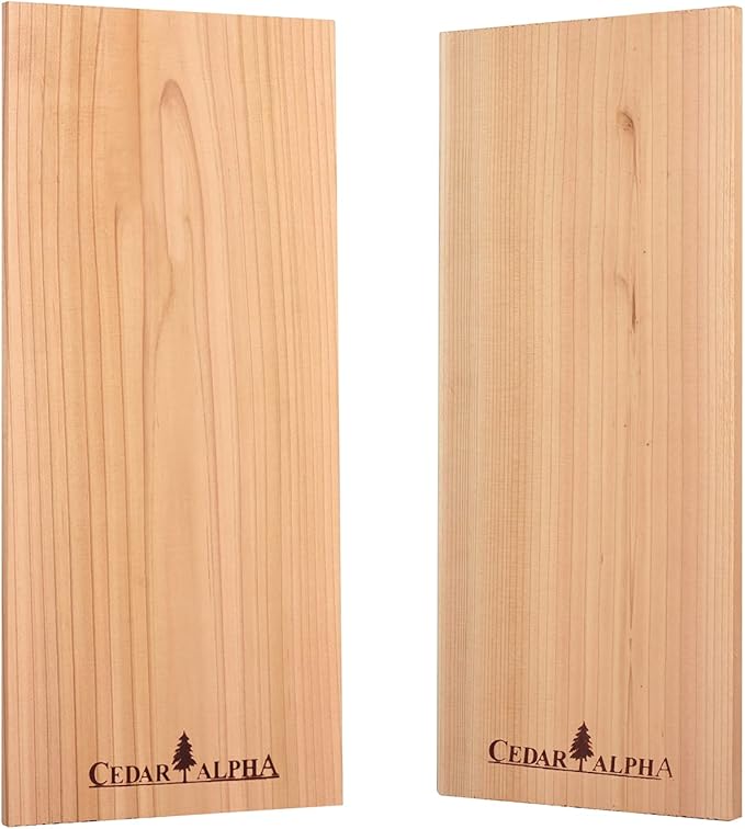 2 Pack Premium Cedar Planks for Grilling Salmon, Meat Fish and Veggies. Adding Extra Smoke and Flavor, Soaking Fast, Easy to Use Hickory Cedar Grilling Planks (11.8"X5.7")