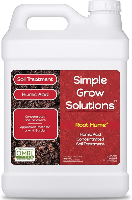 Organic Humic Acid Blend for Lawn and Garden - Root Hume - Concentrated Liquid Soil Conditioner for All Grass Types -Simple Lawn Solutions- OMRI Organic - Use with Fertilizer Program (2.5 Gallon)