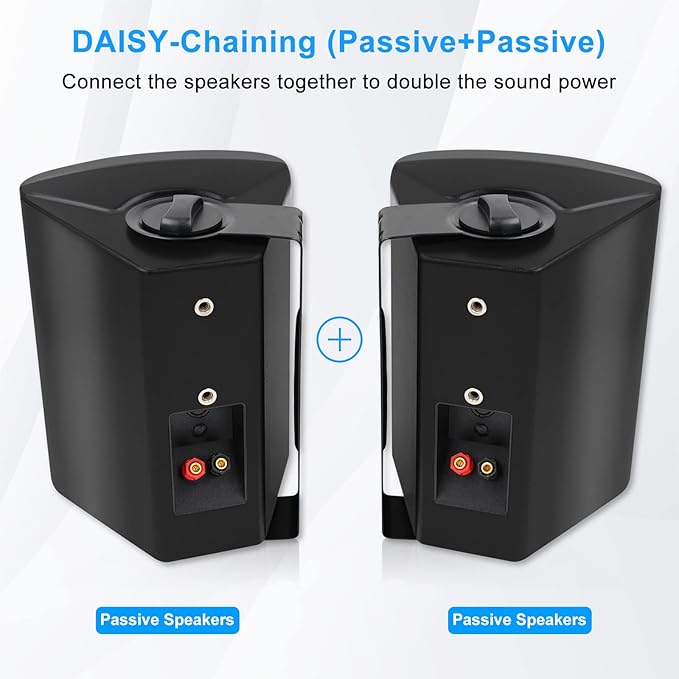 Herdio 6.5 Inch 400W Outdoor Speakers Wired Waterproof with Powerful Bass,Wall Mount Speakers for Patio Garage Covered Deck,All-Weather(Pair,Black)