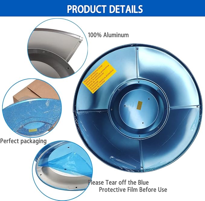 Patio Heater Reflector Shield, Propane Outdoor Heaters Replacement Part Reflector Shield Top Dome Acssories for Outdoor Heaters Dome 33 Inch Round (3-Hole Mount) (Reflector Shield)